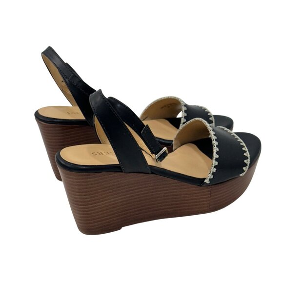 Jack Rogers Women Black Ankle Strap Platform Wedge Sandals SZ 8.5 Flagler Stitch - Picture 14 of 16